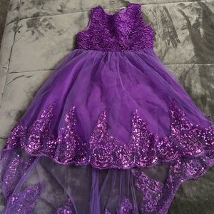 Purple Sleeveless Girl’s Party Dress w/ Hi/Lo Hem